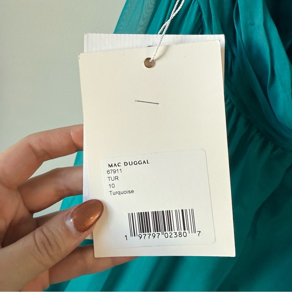 Mac Duggal 67911 Ruffle Strap Lace Up Cut Out Gown Turquoise 10 - Picture 5 of 9